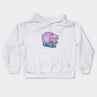 Cute piggy with  flowers illustration Kids Hoodie